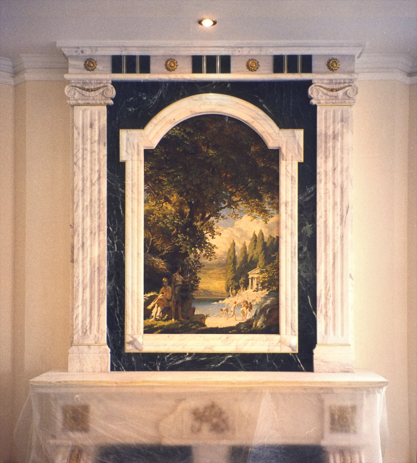 Marble fireplace by the Obelisk workshop; the painting is mine. oil on MDF (1100×700)